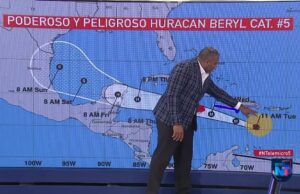 Efectos del huracán Beryl se sentirán en todo el país
